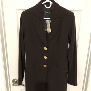 Cache Chocolate Brown coat gold embellishments